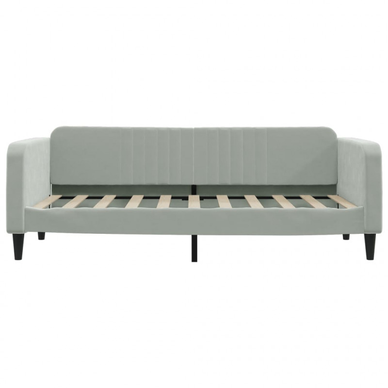 Sofa z funkcją spania, jasnoszara, 90x190 cm, obita aksamitem