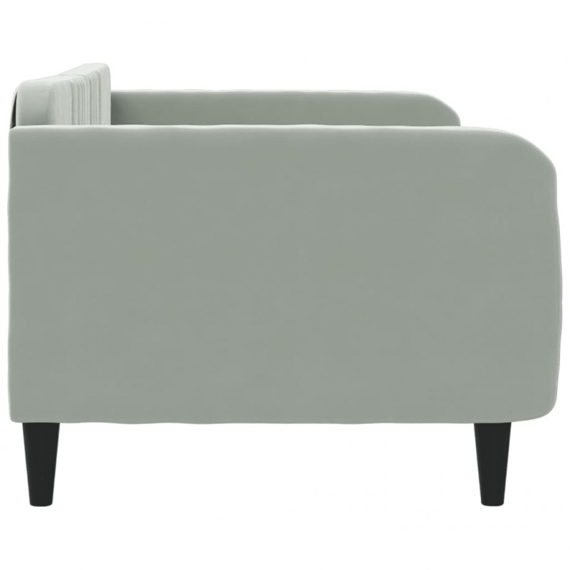 Sofa z funkcją spania, jasnoszara, 90x190 cm, obita aksamitem