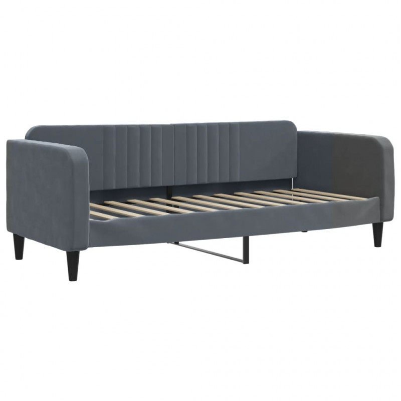 Sofa z funkcją spania, ciemnoszara, 90x190 cm, aksamit