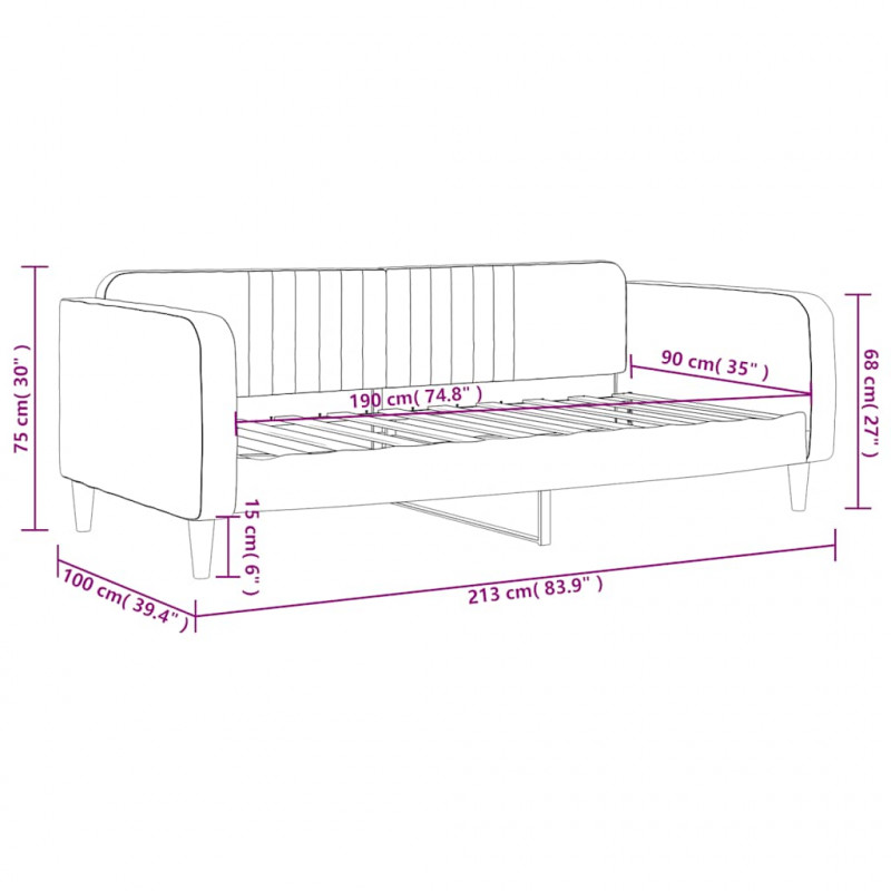Sofa z funkcją spania, ciemnoszara, 90x190 cm, aksamit