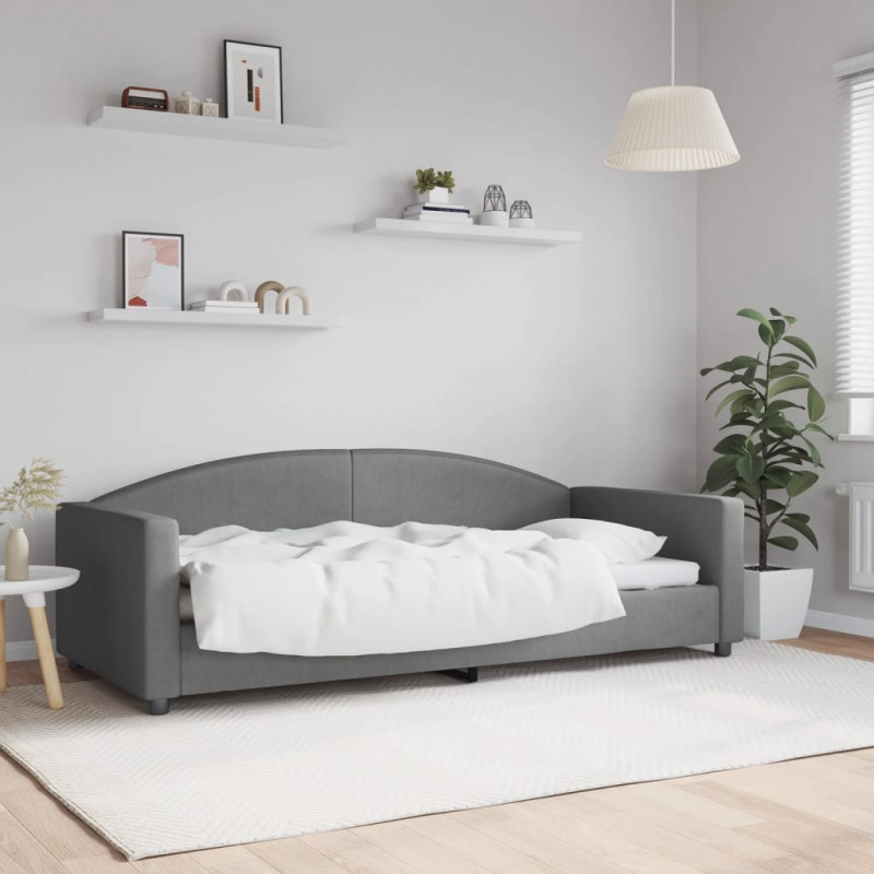 Sofa z funkcją spania, ciemnoszara, 90x200 cm, obita tkaniną