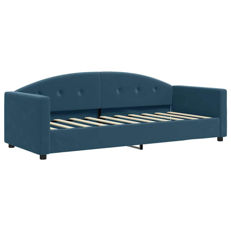 Sofa z funkcją spania, niebieska, 80x200 cm, obita aksamitem