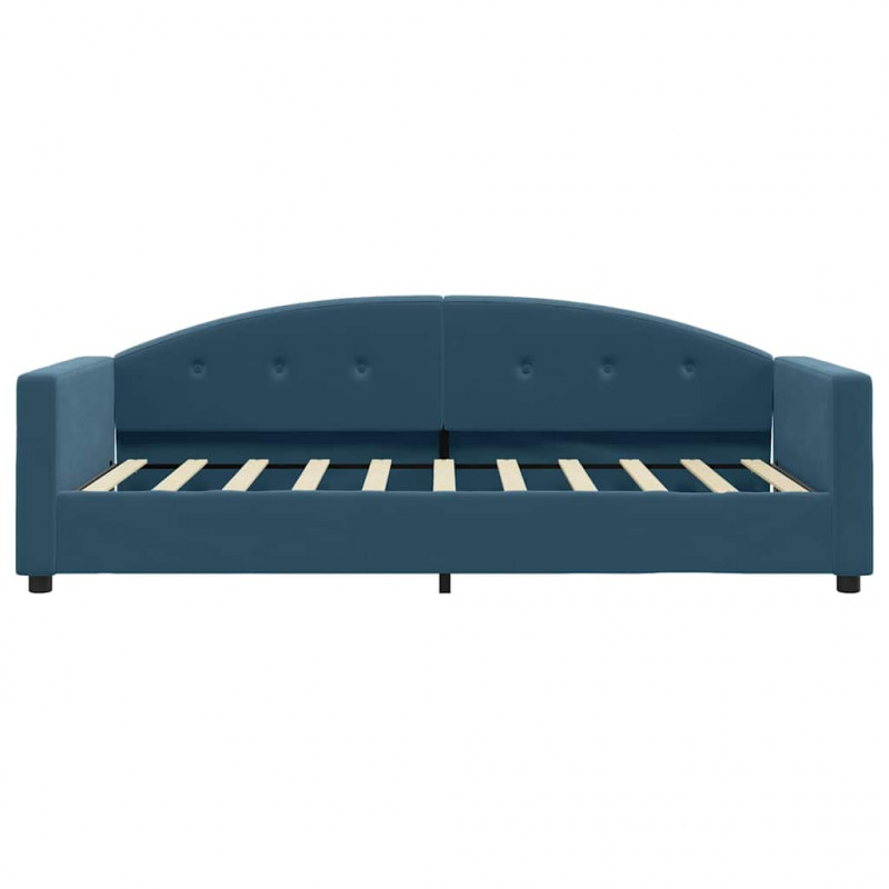 Sofa z funkcją spania, niebieska, 80x200 cm, obita aksamitem