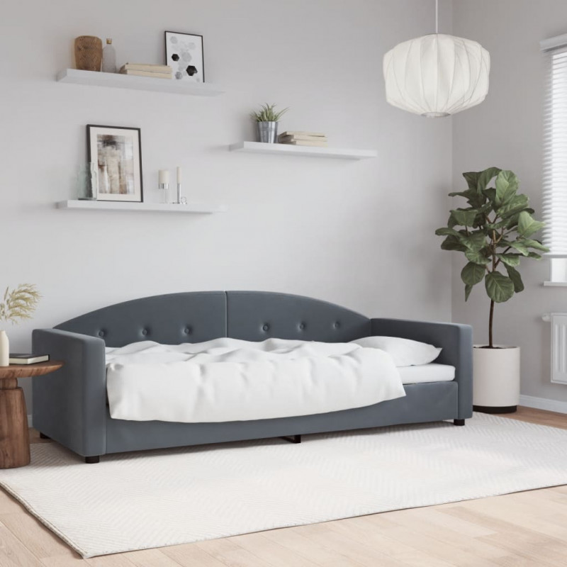 Sofa z funkcją spania, ciemnoszara, 80x200 cm, aksamitna