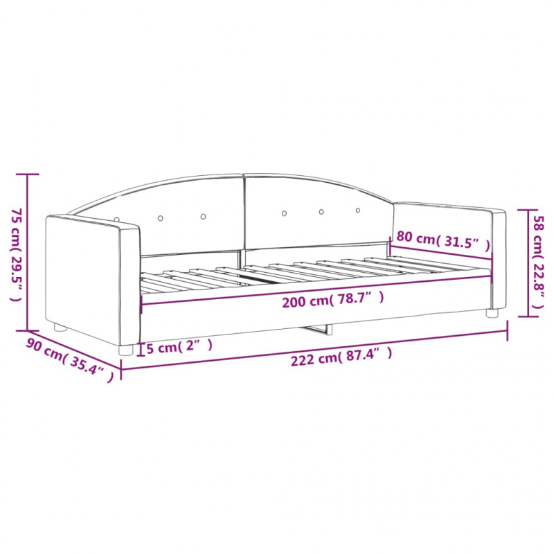 Sofa z funkcją spania, ciemnoszara, 80x200 cm, aksamitna