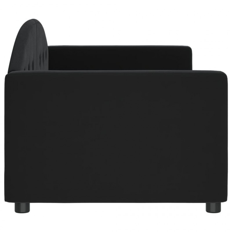 Sofa z funkcją spania, czarna, 80x200 cm, obita aksamitem