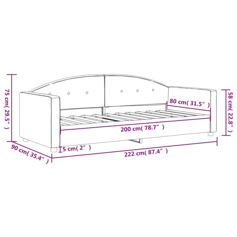 Sofa z funkcją spania, czarna, 80x200 cm, obita aksamitem