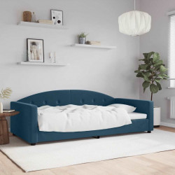Sofa z funkcją spania, niebieska, 100x200 cm, obita aksamitem