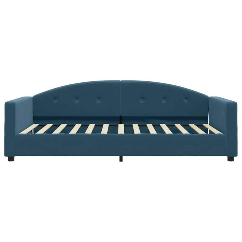 Sofa z funkcją spania, niebieska, 100x200 cm, obita aksamitem