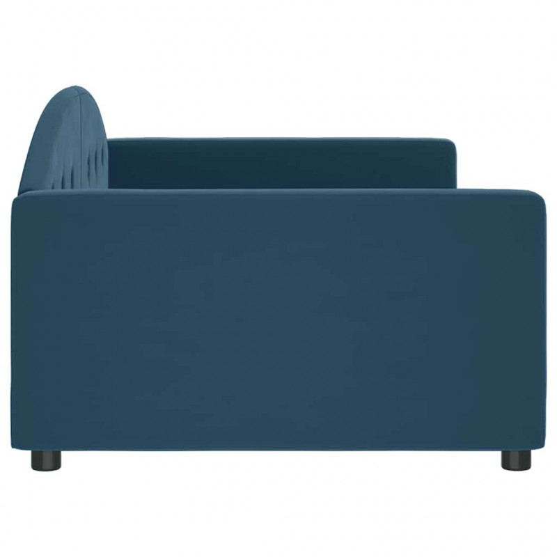 Sofa z funkcją spania, niebieska, 100x200 cm, obita aksamitem