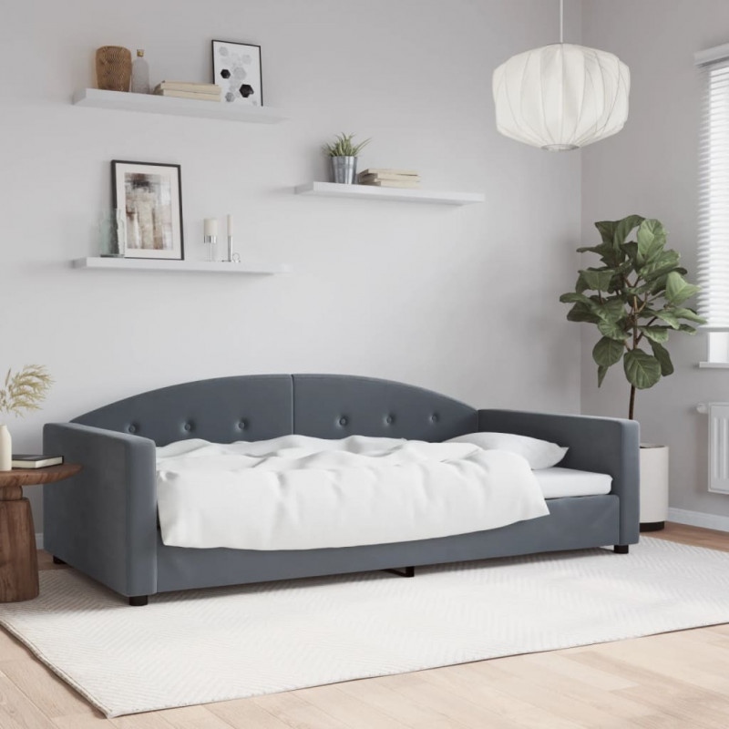 Sofa z funkcją spania, ciemnoszara, 100x200 cm, aksamit