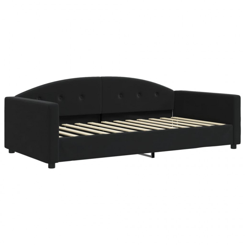 Sofa z funkcją spania, czarna, 100x200 cm, obita aksamitem