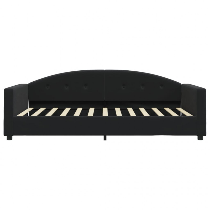 Sofa z funkcją spania, czarna, 100x200 cm, obita aksamitem