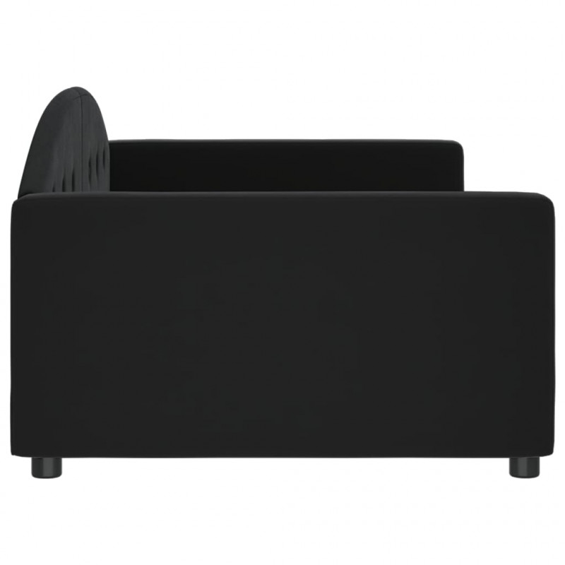 Sofa z funkcją spania, czarna, 100x200 cm, obita aksamitem