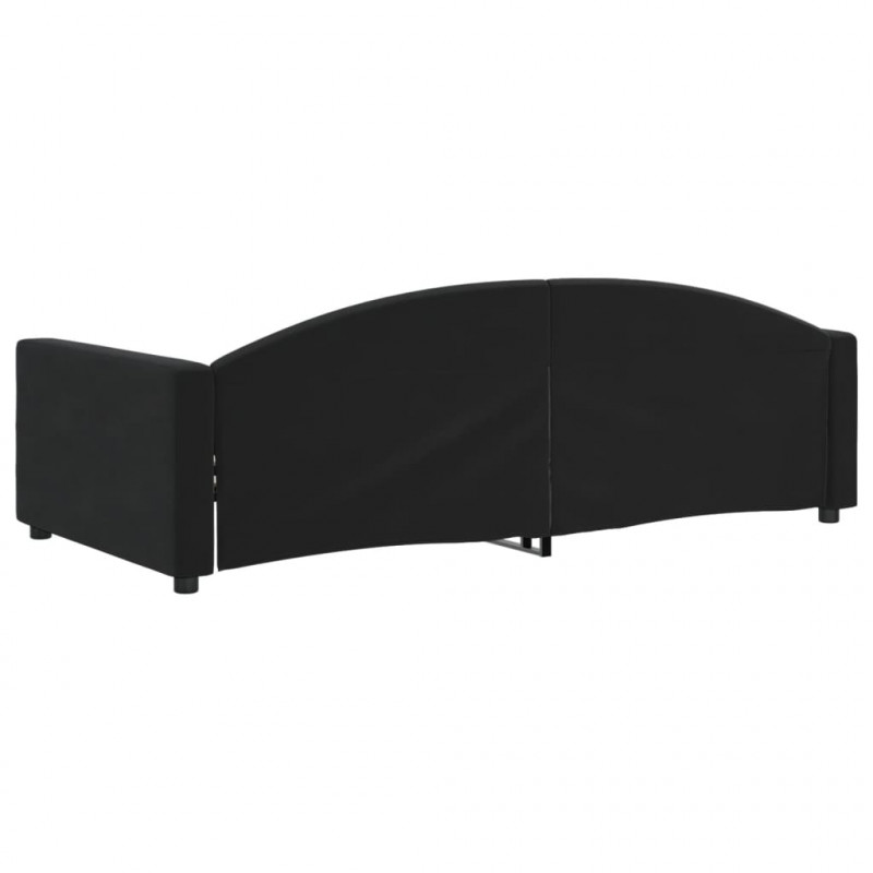 Sofa z funkcją spania, czarna, 100x200 cm, obita aksamitem