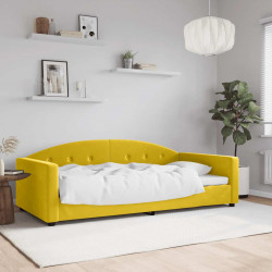 Sofa z funkcją spania, żółta, 100x200 cm, obita aksamitem