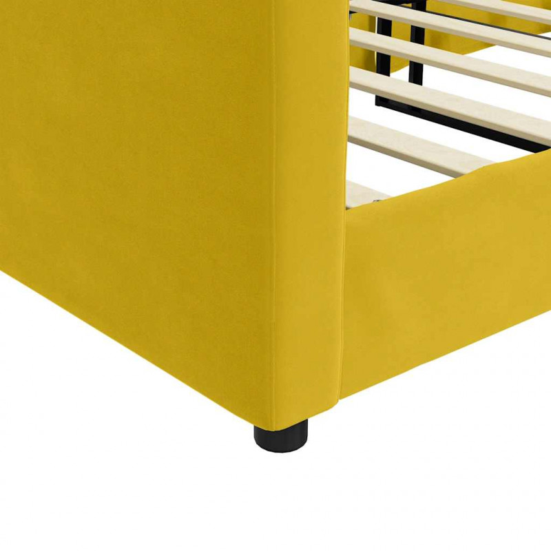 Sofa z funkcją spania, żółta, 100x200 cm, obita aksamitem
