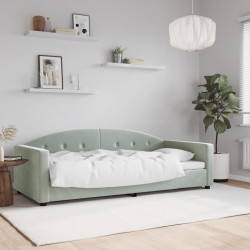 Sofa z funkcją spania, jasnoszara, 90x190 cm, obita aksamitem