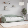 Sofa z funkcją spania, jasnoszara, 90x190 cm, obita aksamitem