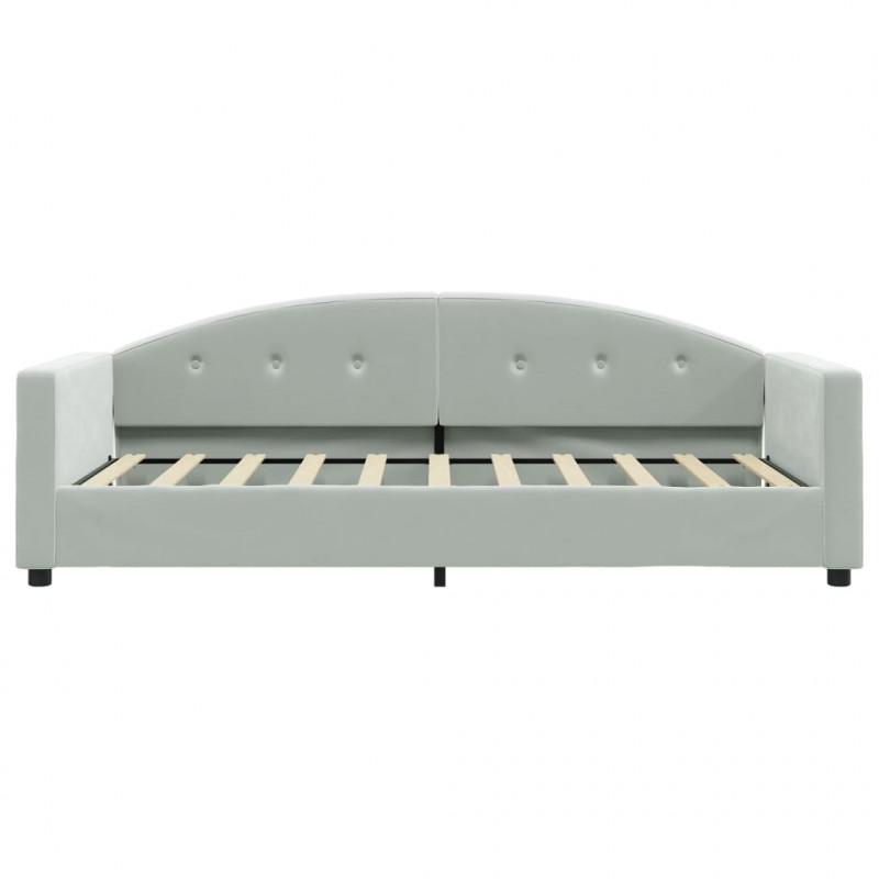 Sofa z funkcją spania, jasnoszara, 90x190 cm, obita aksamitem