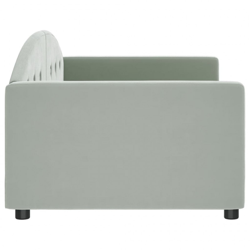 Sofa z funkcją spania, jasnoszara, 90x190 cm, obita aksamitem