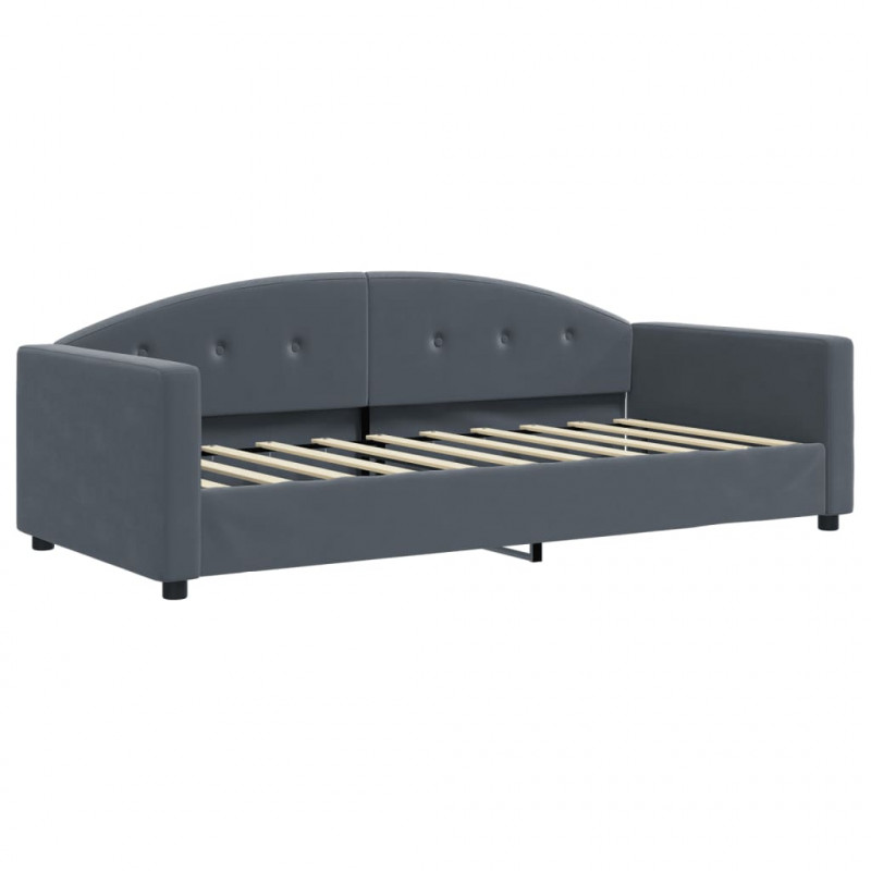 Sofa z funkcją spania, ciemnoszara, 90x190 cm, aksamit