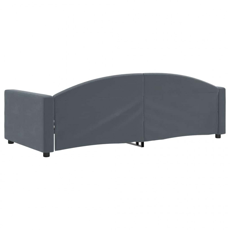 Sofa z funkcją spania, ciemnoszara, 90x190 cm, aksamit