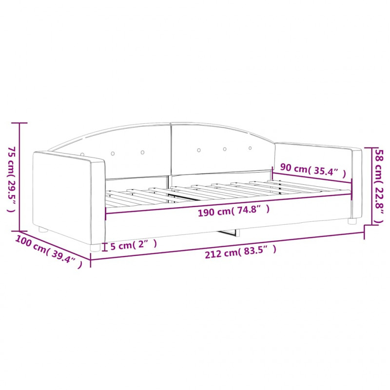 Sofa z funkcją spania, ciemnoszara, 90x190 cm, aksamit