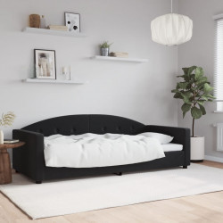 Sofa z funkcją spania, czarna, 90x190 cm, obita aksamitem