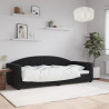 Sofa z funkcją spania, czarna, 90x190 cm, obita aksamitem