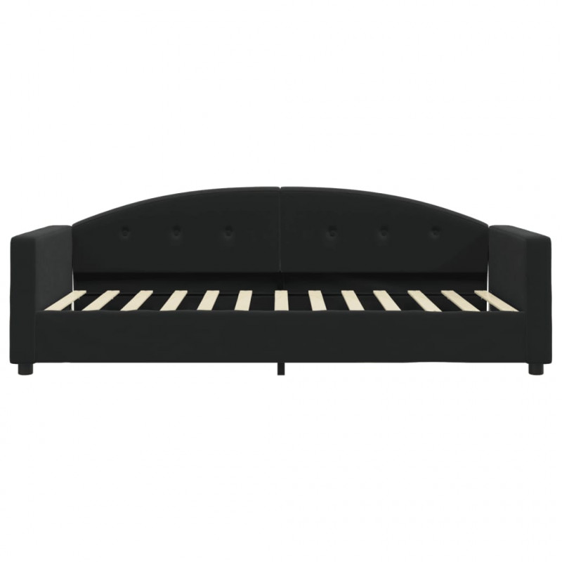 Sofa z funkcją spania, czarna, 90x190 cm, obita aksamitem