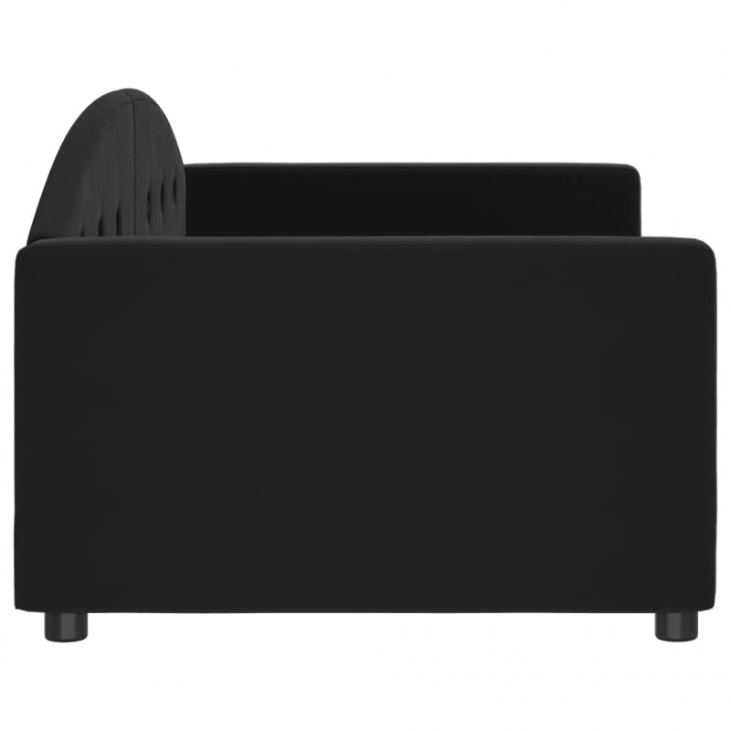 Sofa z funkcją spania, czarna, 90x190 cm, obita aksamitem