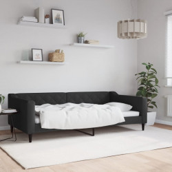 Sofa z funkcją spania, czarna, 100x200 cm, obita tkaniną