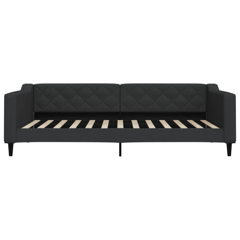 Sofa z funkcją spania, czarna, 100x200 cm, obita tkaniną