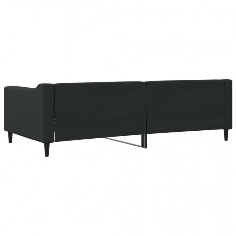 Sofa z funkcją spania, czarna, 100x200 cm, obita tkaniną