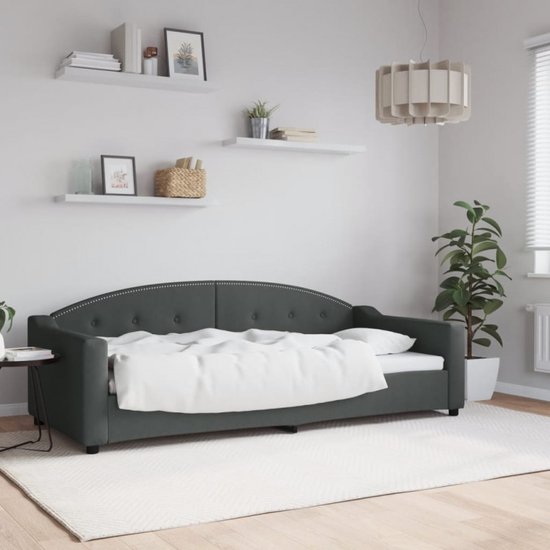 Sofa z funkcją spania, ciemnoszara, 90x200 cm, obita tkaniną