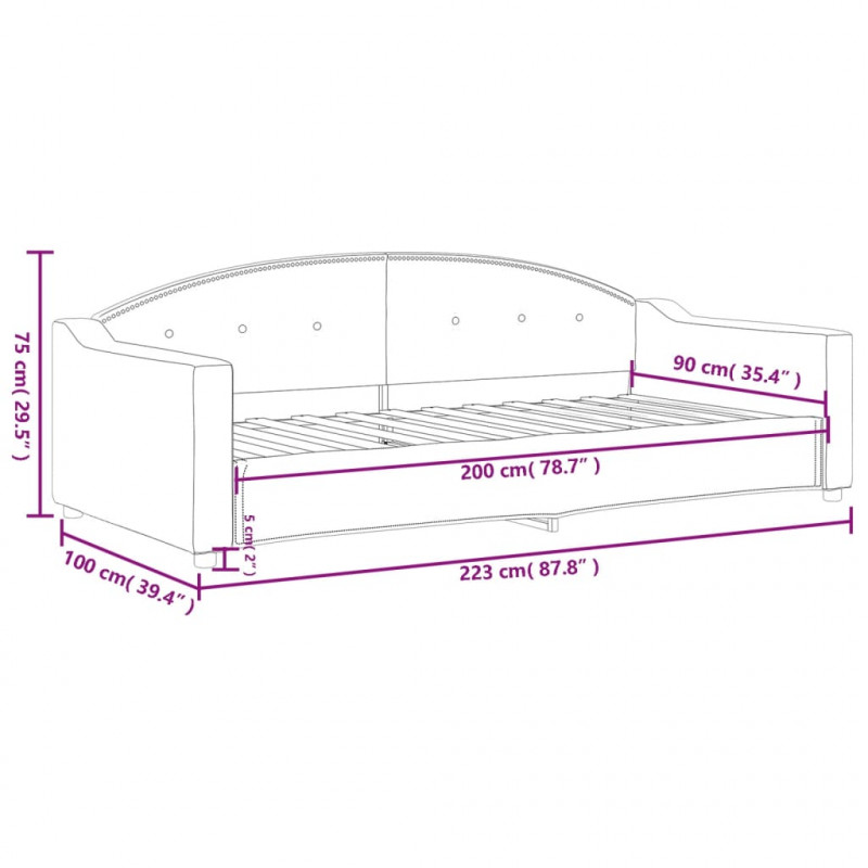 Sofa z funkcją spania, kremowe, 90x200 cm, obita tkaniną