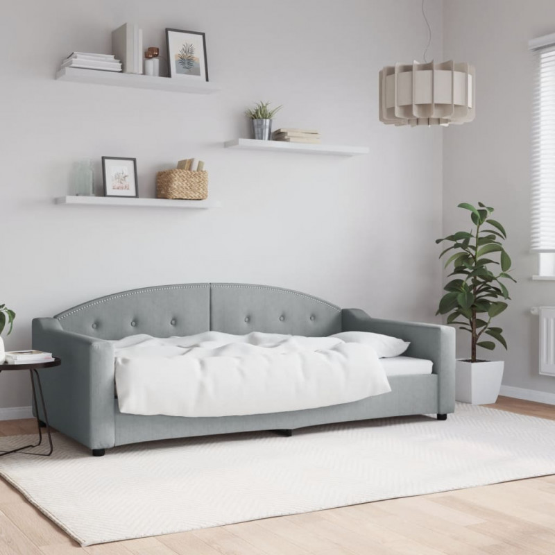 Sofa z funkcją spania, jasnoszara, 90x190 cm, obita tkaniną
