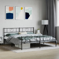 Metalowe łóżko z zanóżkiem, bez materaca, czarne, 180x200 cm