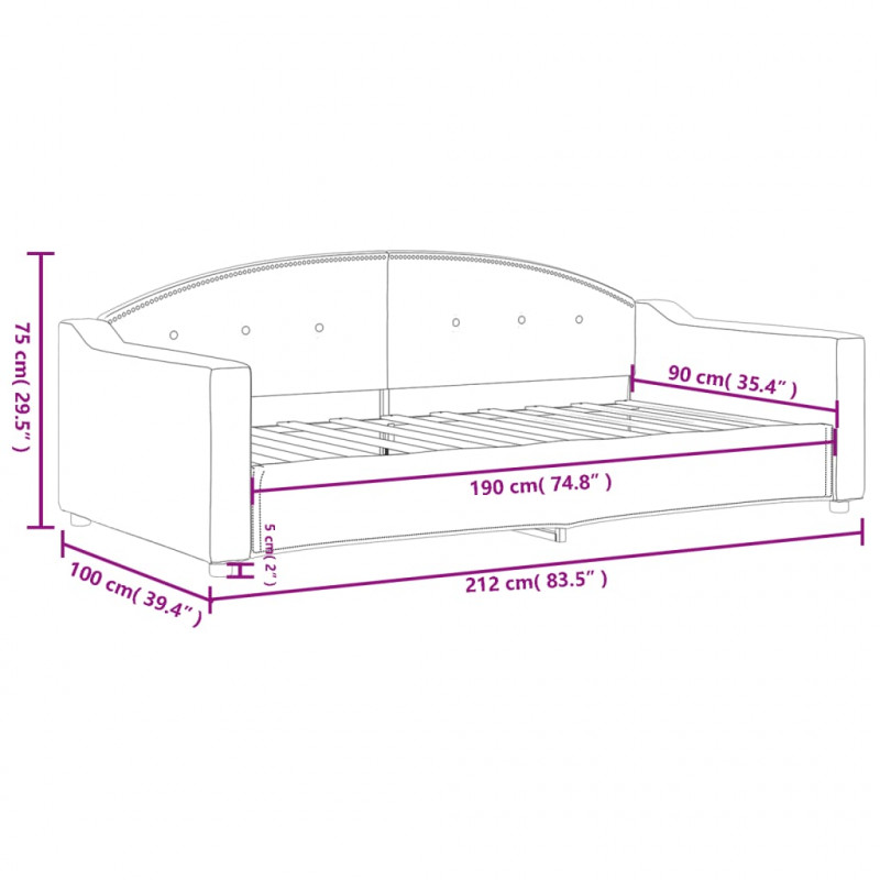 Sofa z funkcją spania, ciemnoszara, 90x190 cm, obita tkaniną