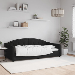 Sofa z funkcją spania, czarna, 90x190 cm, obita tkaniną