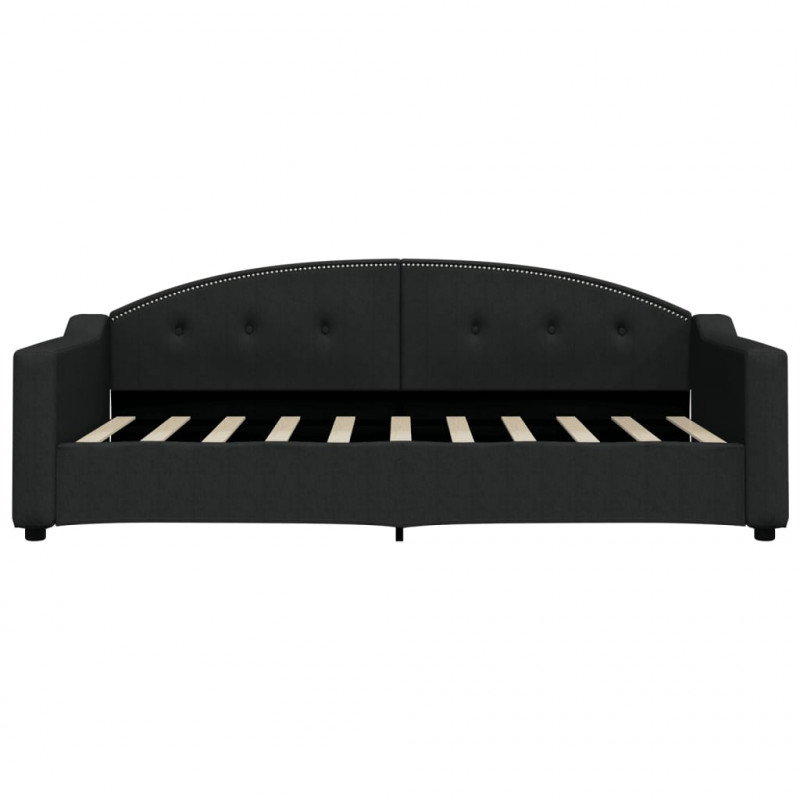 Sofa z funkcją spania, czarna, 90x190 cm, obita tkaniną