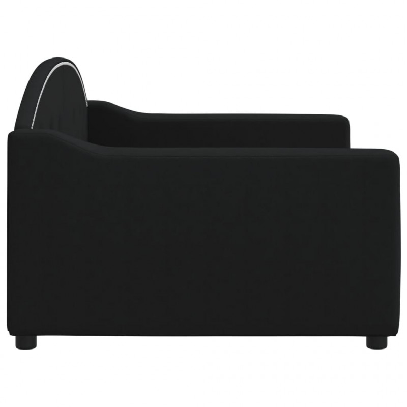 Sofa z funkcją spania, czarna, 90x190 cm, obita tkaniną