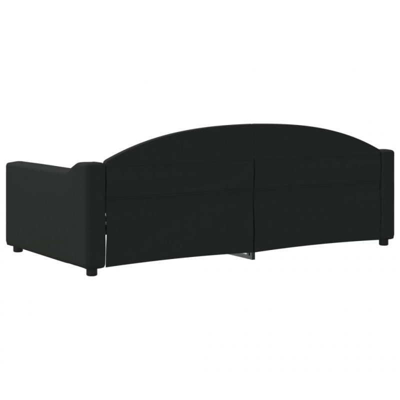 Sofa z funkcją spania, czarna, 90x190 cm, obita tkaniną