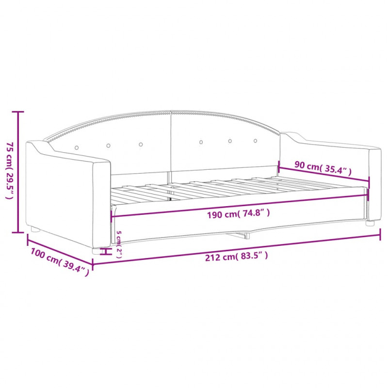 Sofa z funkcją spania, czarna, 90x190 cm, obita tkaniną