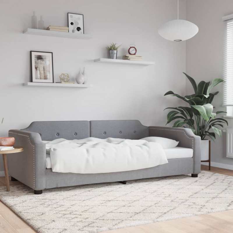 Sofa z funkcją spania, jasnoszara, 100x200 cm, obita tkaniną