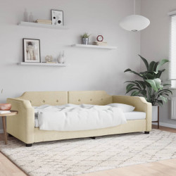 Sofa z funkcją spania, kremowa, 100x200 cm, obita tkaniną