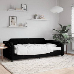 Sofa z funkcją spania, czarna, 90x190 cm, obita tkaniną