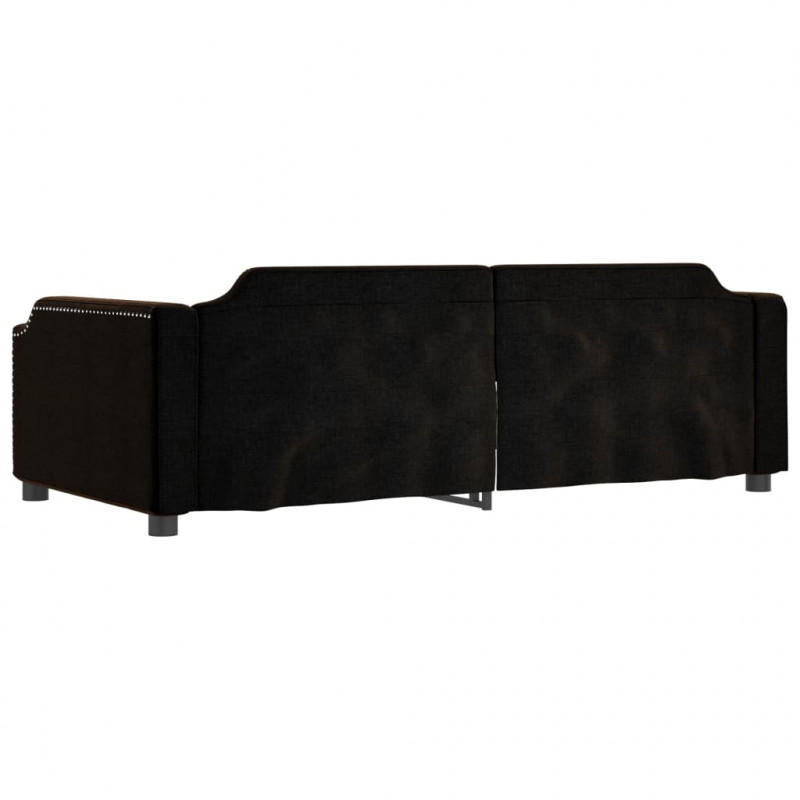 Sofa z funkcją spania, czarna, 90x190 cm, obita tkaniną