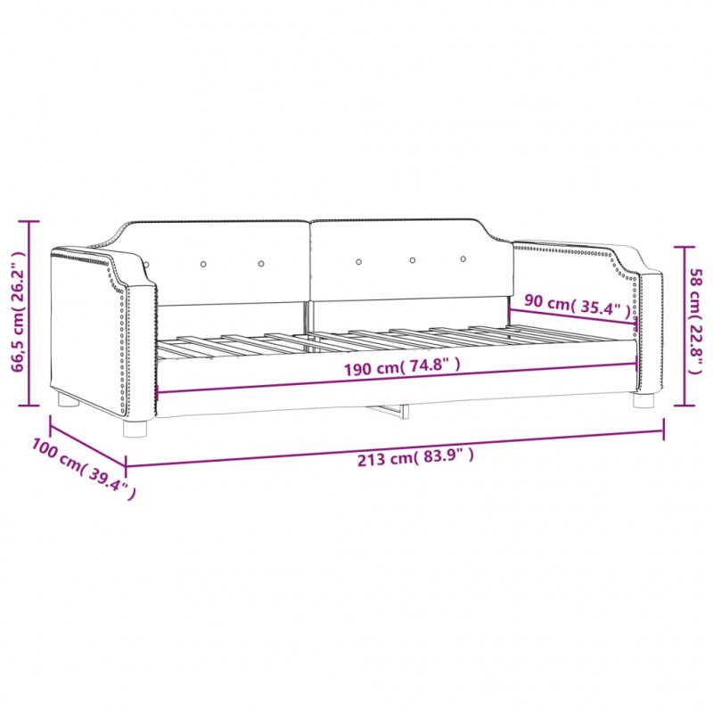 Sofa z funkcją spania, czarna, 90x190 cm, obita tkaniną